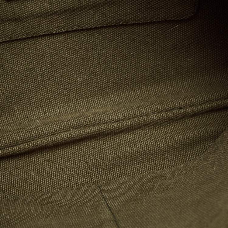 Pre Owned Prada Military Green Canvas Crystal Embellished Zip Pouch