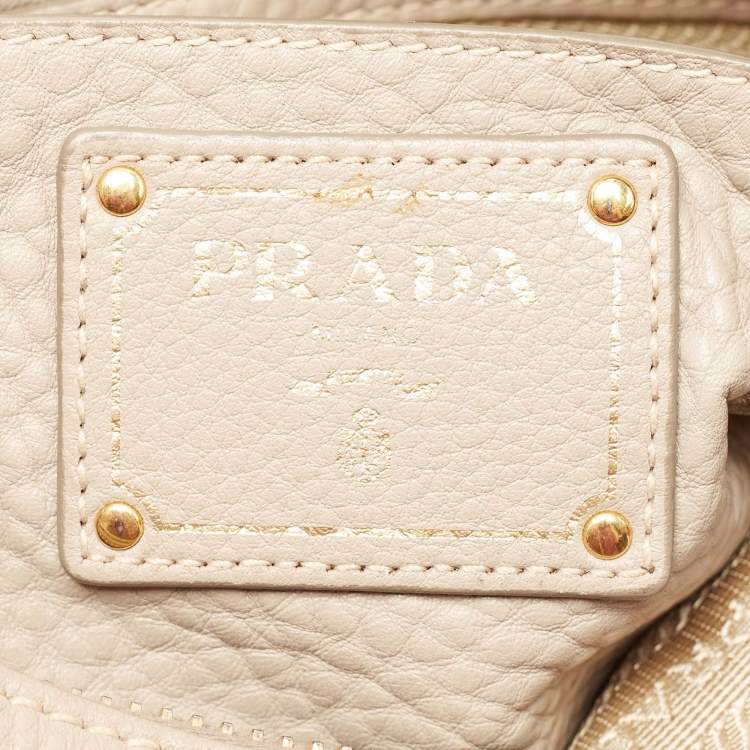 Pre Owned Prada Beige Vitello Daino Leather Hobo