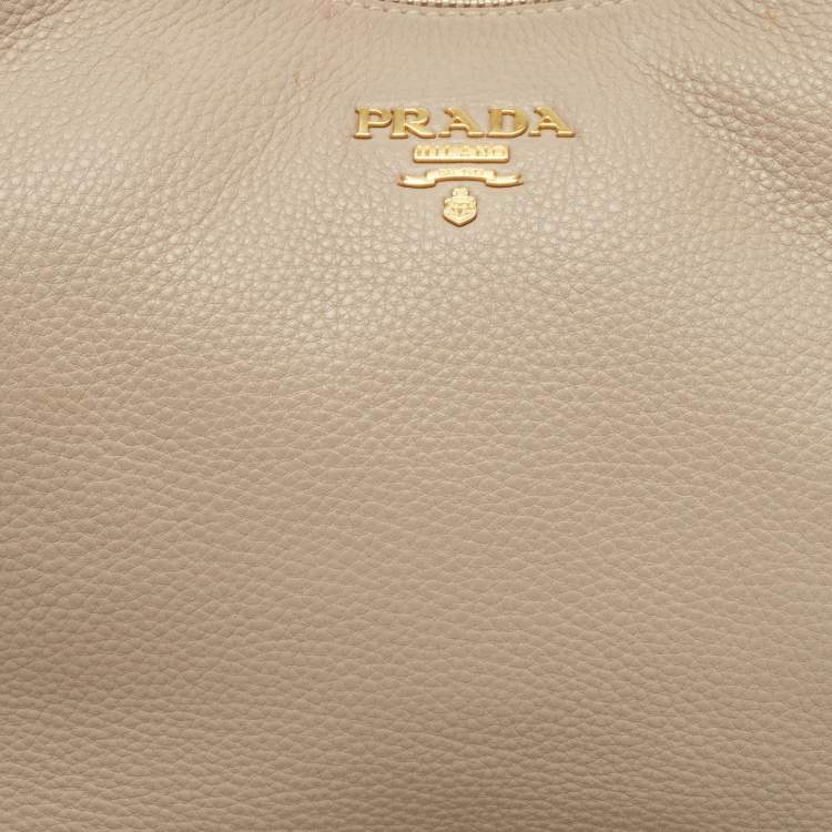 Pre Owned Prada Beige Vitello Daino Leather Hobo