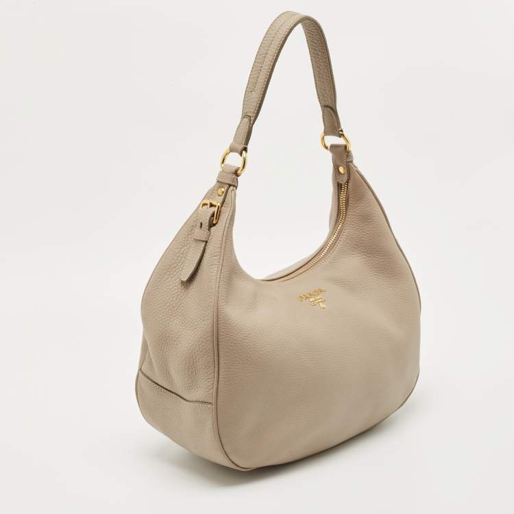Pre Owned Prada Beige Vitello Daino Leather Hobo