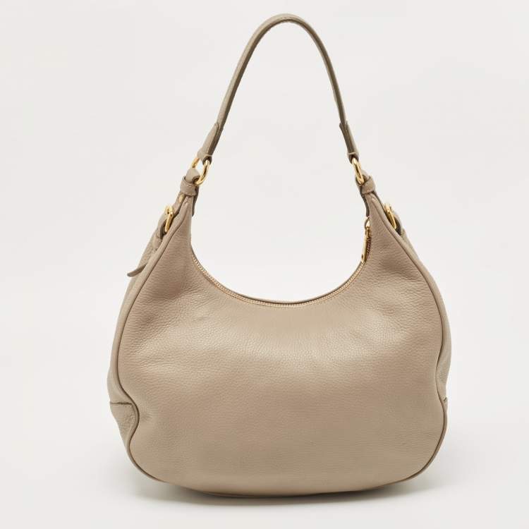 Pre Owned Prada Beige Vitello Daino Leather Hobo