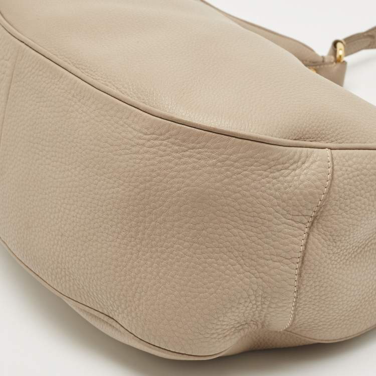 Pre Owned Prada Beige Vitello Daino Leather Hobo