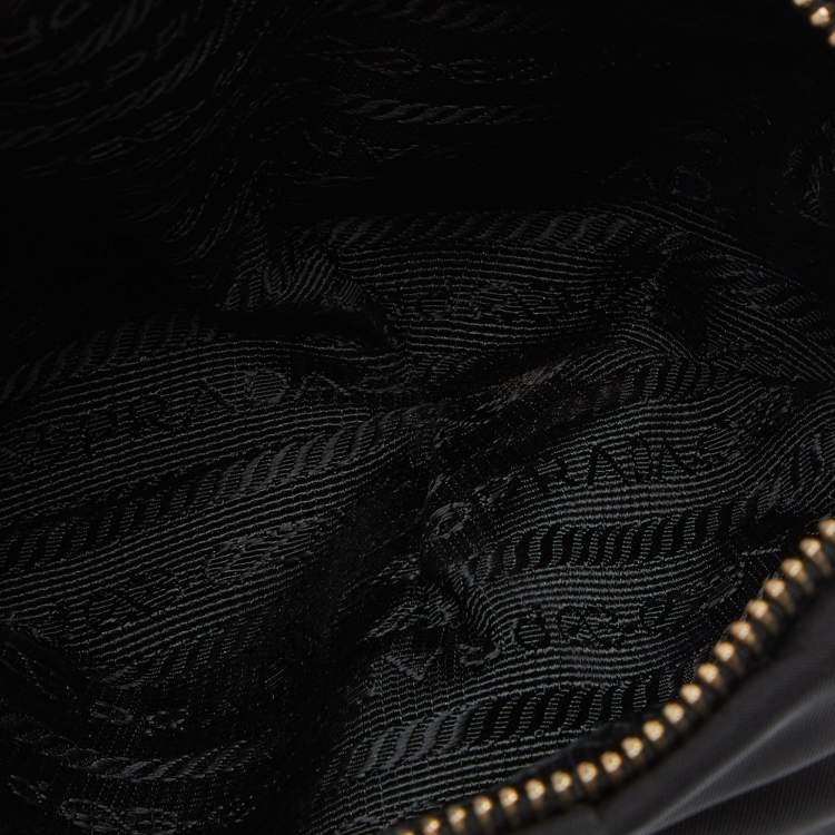 Pre Owned Prada Black Pleated Nylon Wristlet Clutch