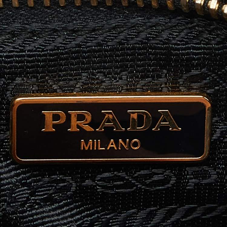 Pre Owned Prada Black Pleated Nylon Wristlet Clutch