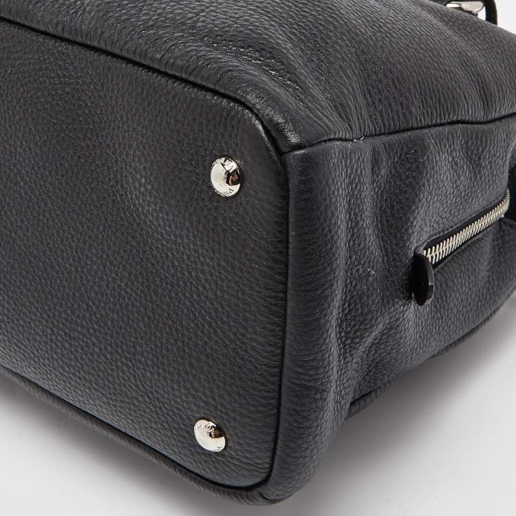 Pre Owned Prada Black Vitello Daino Leather Medium Zip Around Convertible Tote 
