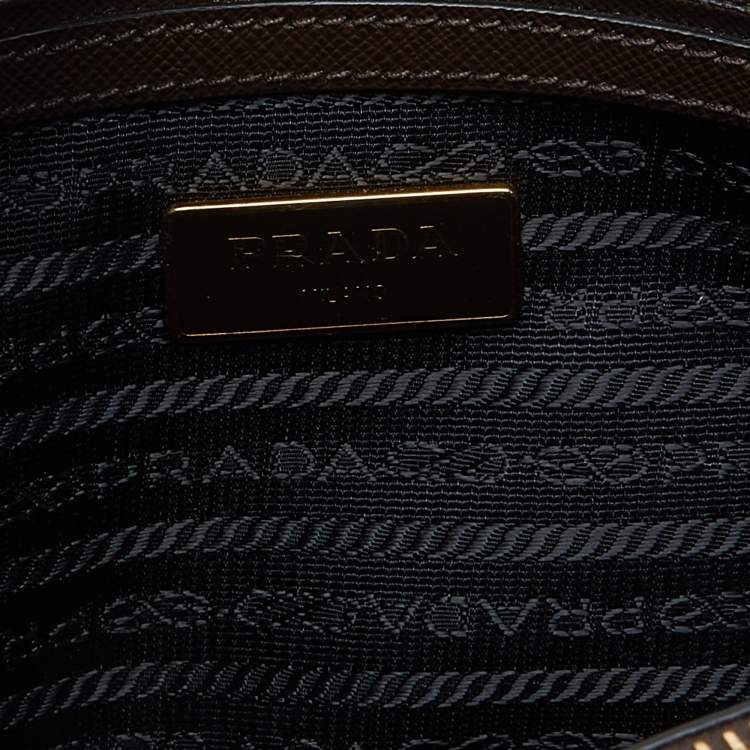 Pre Owned Prada Brown/Black Saffiano Lux Leather Middle Zip Tote
