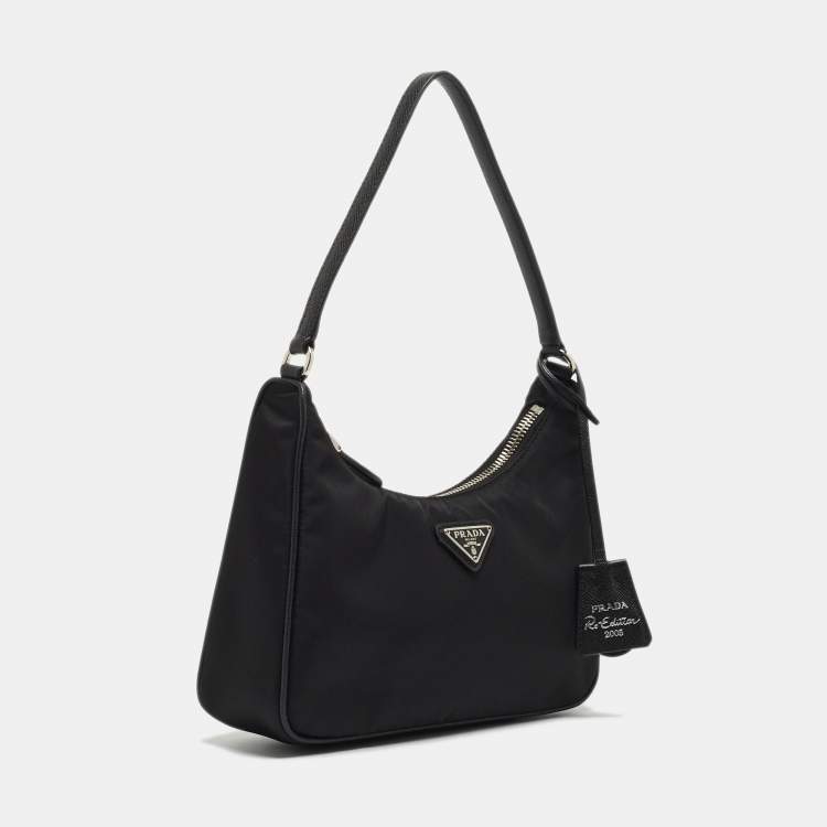 Pre Owned Prada Black Nylon Mini Re-Edition 2005 Shoulder Bag