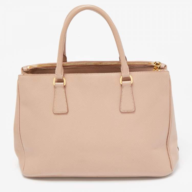Pre Owned Prada Old Rose Saffiano Leather Medium Galleria Double Zip Tote
