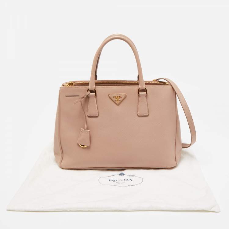 Pre Owned Prada Old Rose Saffiano Leather Medium Galleria Double Zip Tote