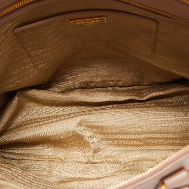 Pre Owned Prada Old Rose Saffiano Leather Medium Galleria Double Zip Tote