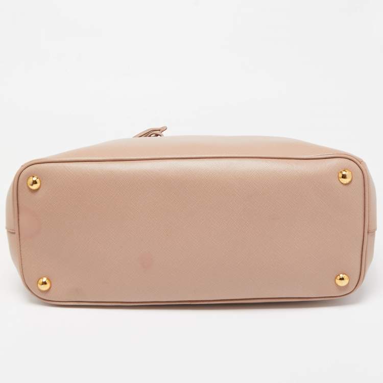 Pre Owned Prada Old Rose Saffiano Leather Medium Galleria Double Zip Tote