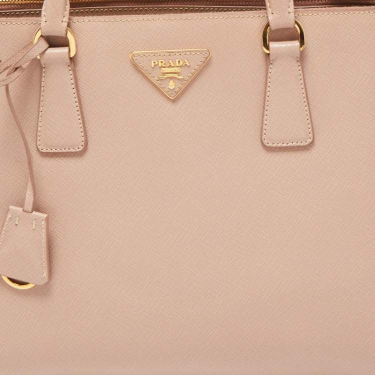 Pre Owned Prada Old Rose Saffiano Leather Medium Galleria Double Zip Tote