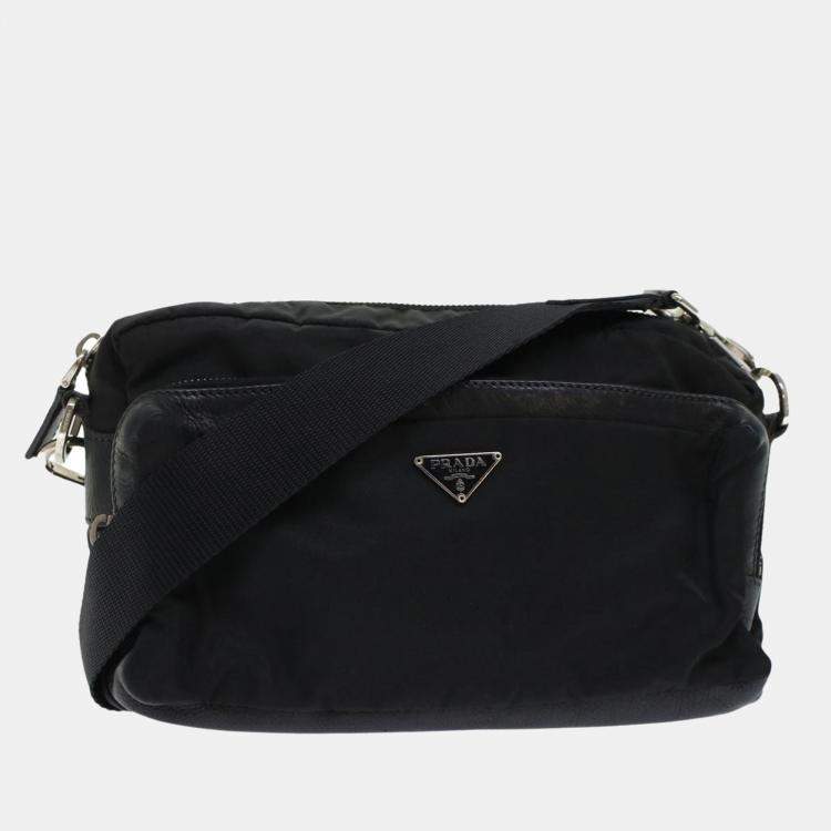 Authentic Prada Small Black Nylon Cross Body Shoulder Bag 