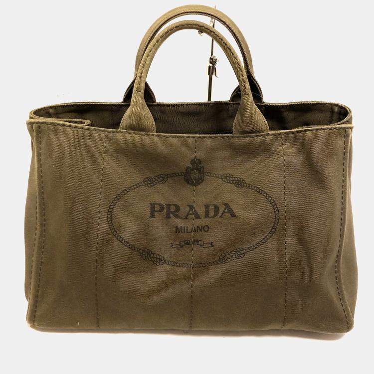 Tote Prada Blue Canapa Logo Denim Handbag Brown Light brown Fur