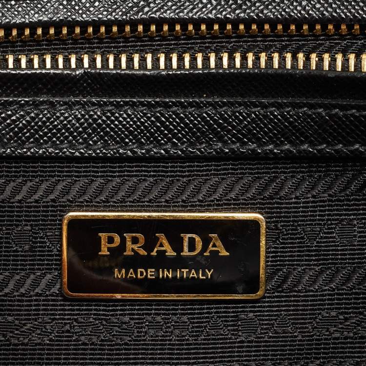 Pre Owned Prada Black Saffiano Lux Leather Small Galleria Double Zip Tote