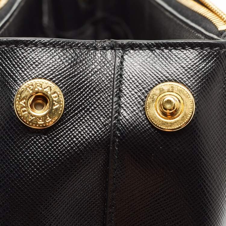 Pre Owned Prada Black Saffiano Lux Leather Small Galleria Double Zip Tote