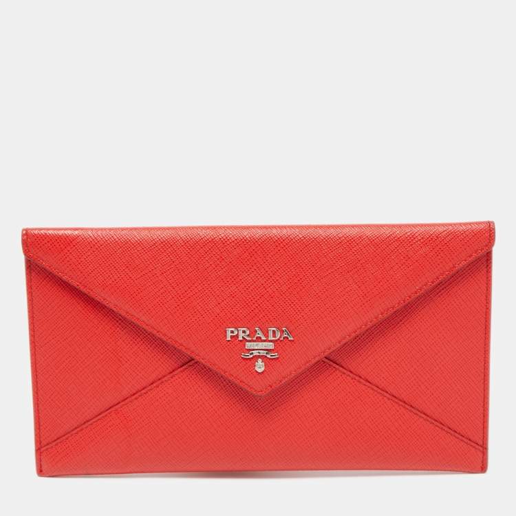 Prada Red Saffiano Leather Envelope Wallet Prada | The Luxury Closet