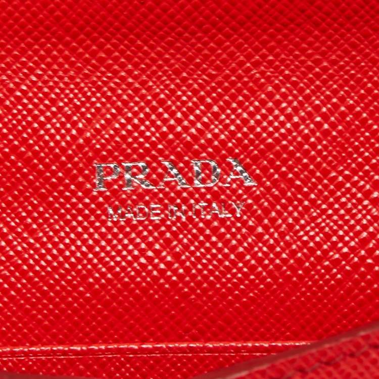 Pre Owned Prada Red Saffiano Leather Envelope Wallet