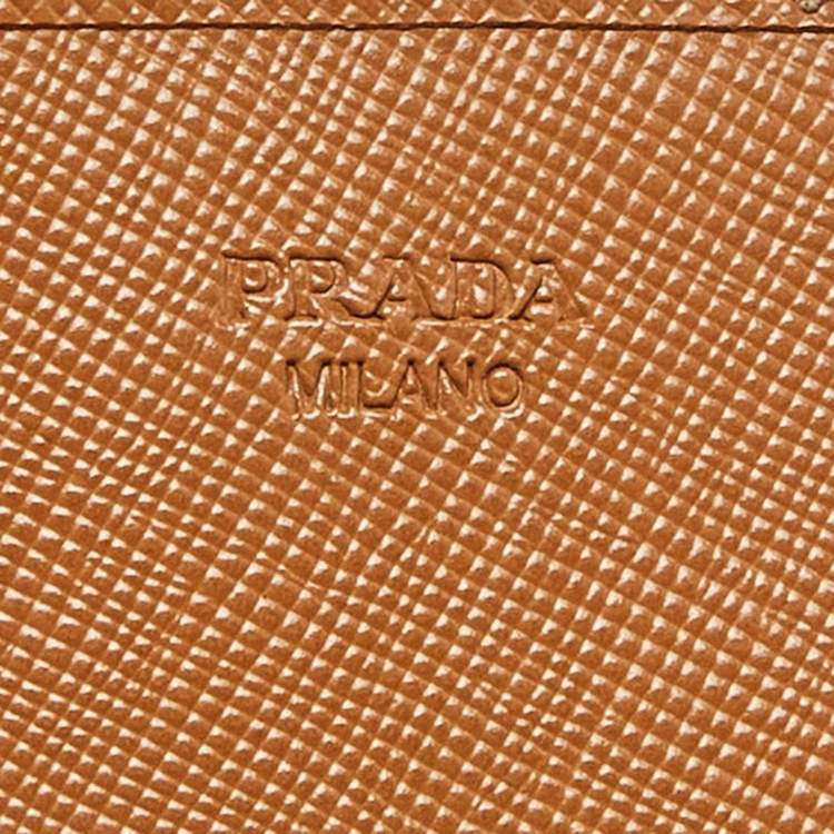 Pre Owned Prada Beige Saffiano Lux Leather Flap Continental Wallet