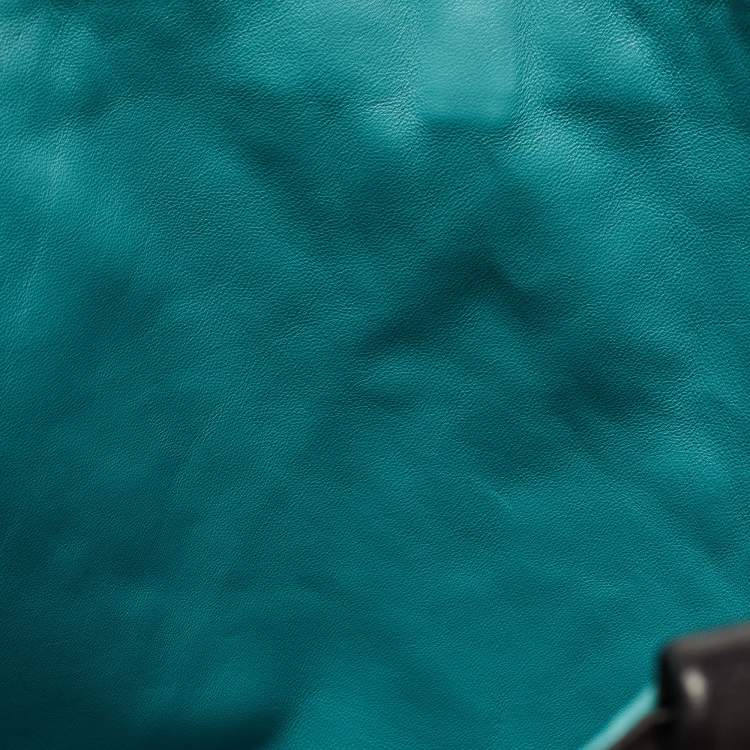 Pre Owned Prada Black/Teal Blue Nappa Antique Leather Reversible Tote