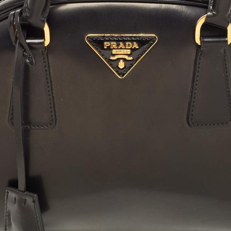 Pre Owned Prada Black Leather Zip Satchel