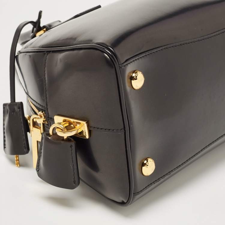 Pre Owned Prada Black Leather Zip Satchel