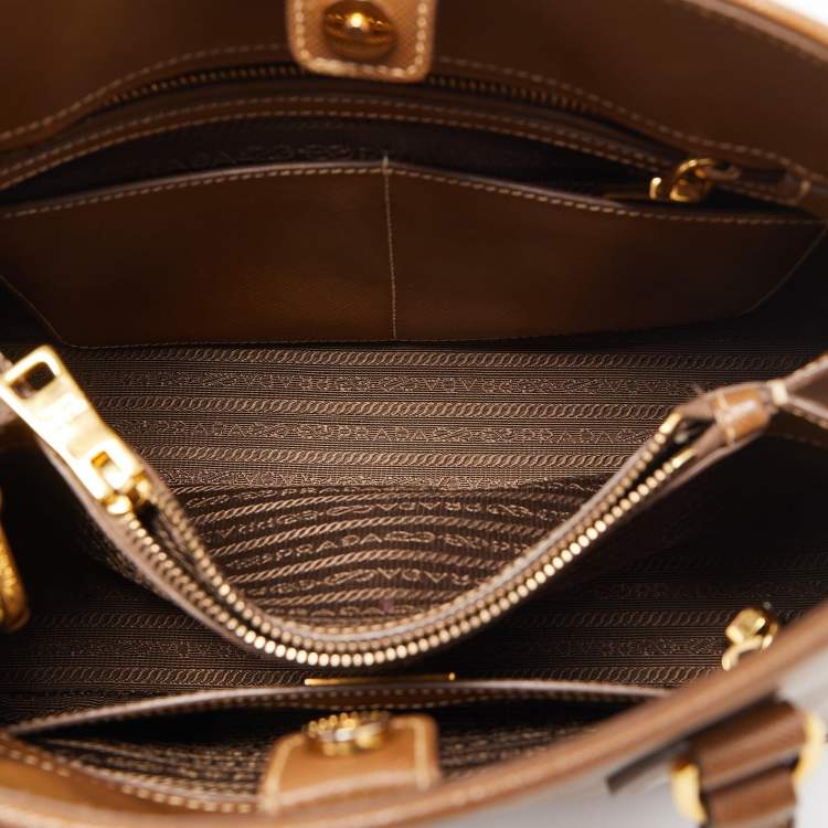 Pre Owned Prada Brown Saffiano Lux Leather Medium Promenade Satchel