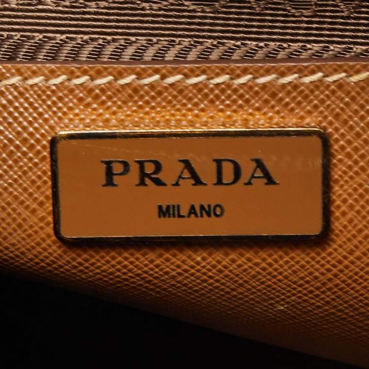 Pre Owned Prada Brown Saffiano Lux Leather Medium Promenade Satchel