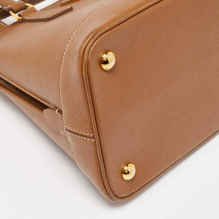 Pre Owned Prada Brown Saffiano Lux Leather Medium Promenade Satchel