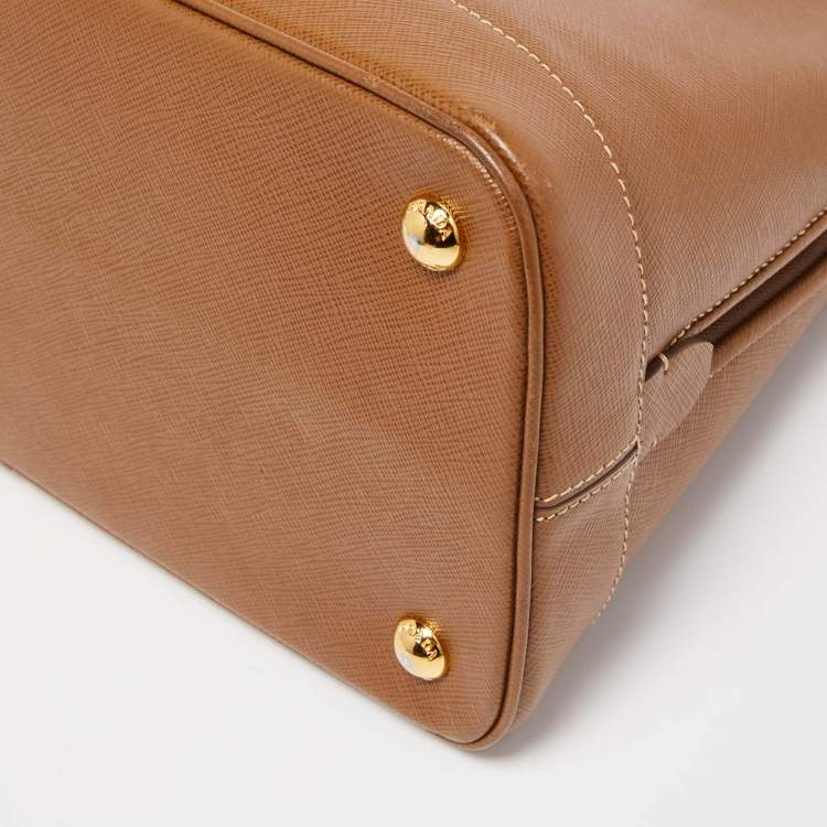 Pre Owned Prada Brown Saffiano Lux Leather Medium Promenade Satchel