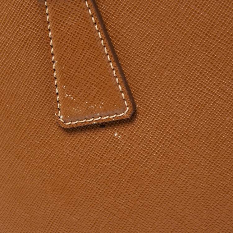 Pre Owned Prada Brown Saffiano Lux Leather Medium Promenade Satchel