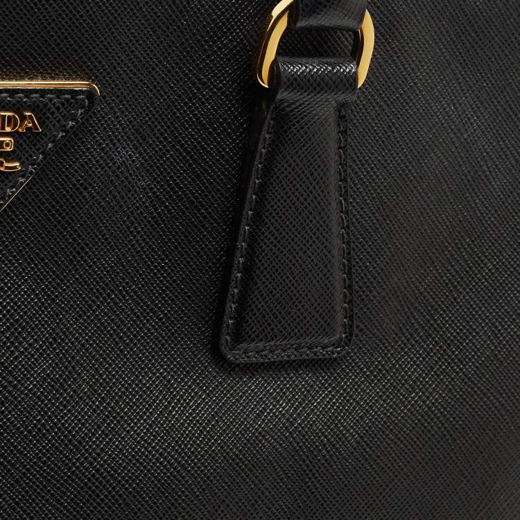 Pre Owned Prada Black Saffiano Leather Large Double Zip Tote