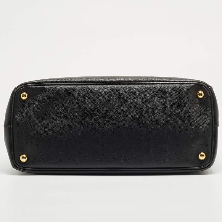 Pre Owned Prada Black Saffiano Leather Large Double Zip Tote