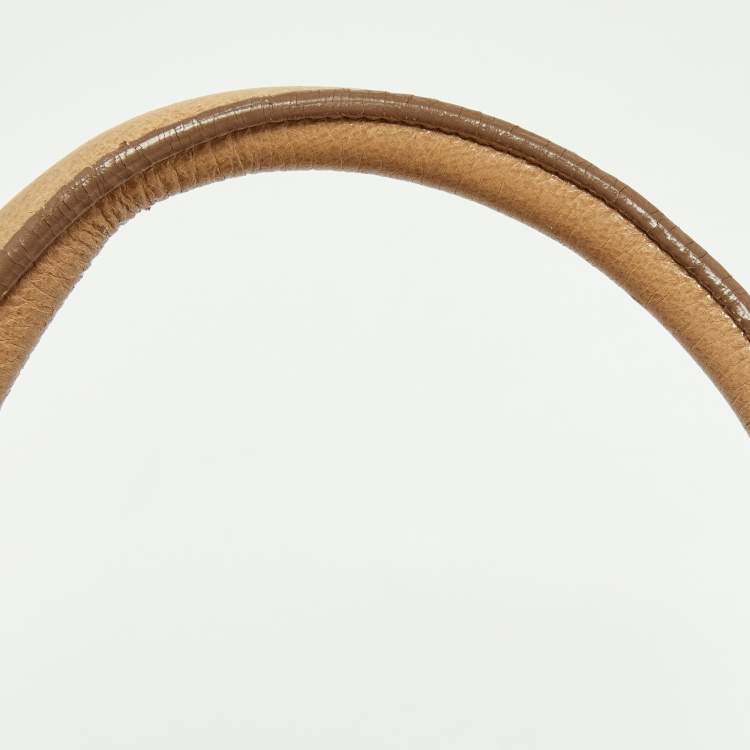 Pre Owned Prada Beige Shine Leather Zip Hobo