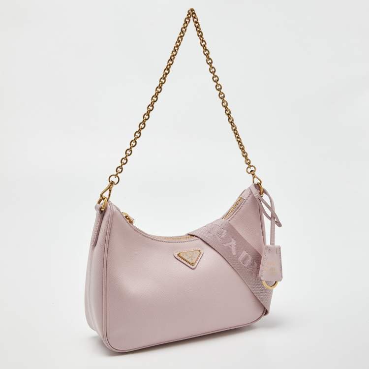 Pre Owned Prada Pink Leather Re-Edition 2005 Baguette Bag