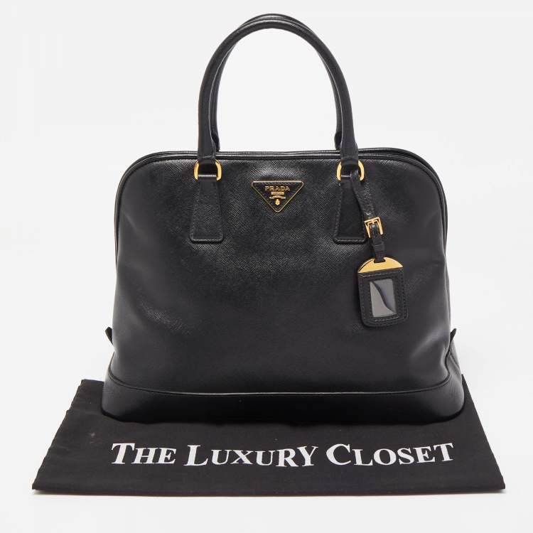 Pre Owned Prada Black Saffiano Lux Leather Large Promenade Satchel