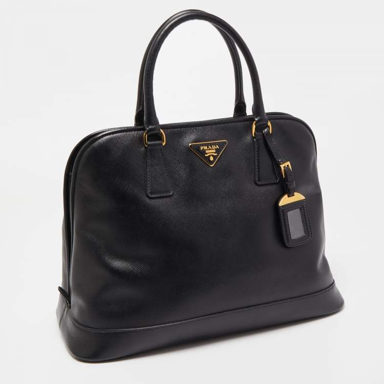 Pre Owned Prada Black Saffiano Lux Leather Large Promenade Satchel