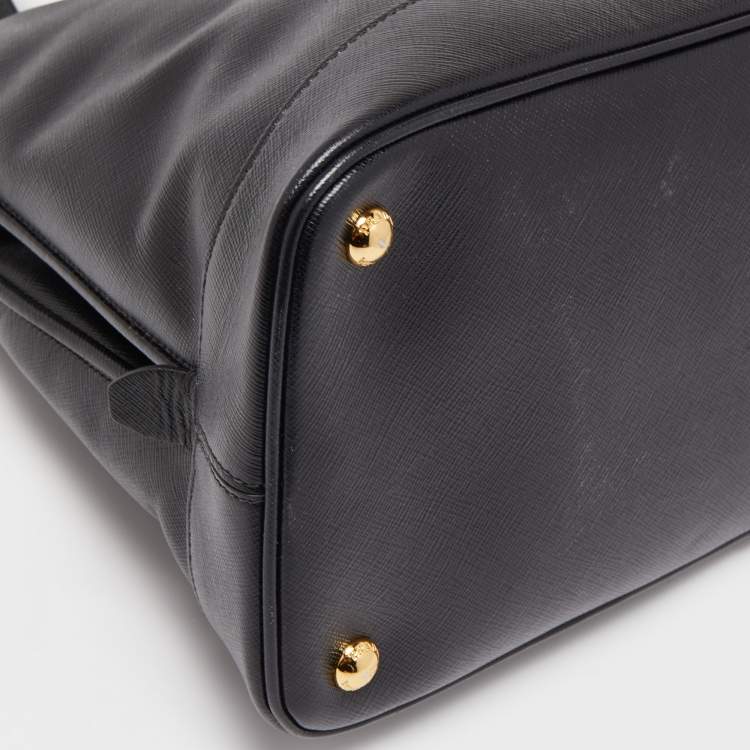 Pre Owned Prada Black Saffiano Lux Leather Large Promenade Satchel