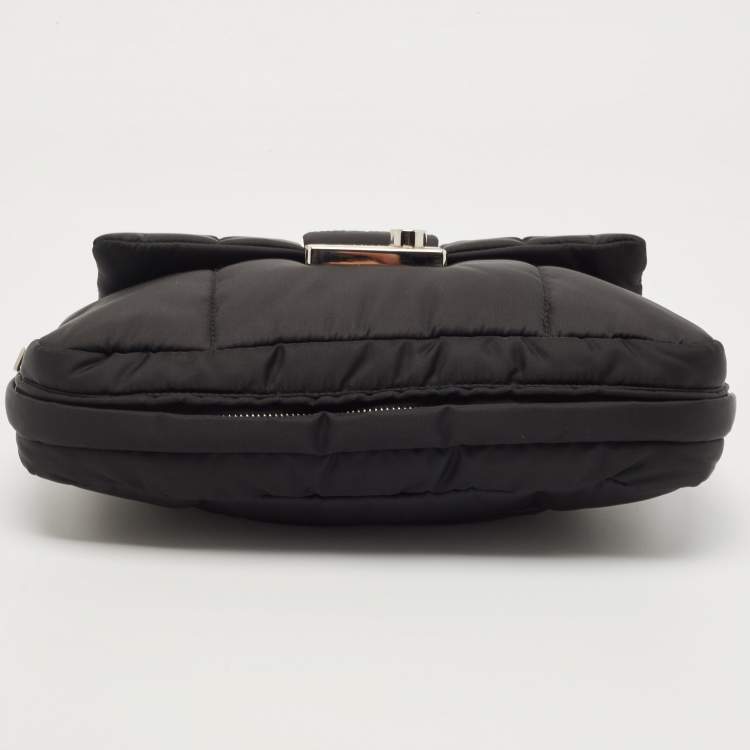 Pre Owned Prada Black Quilted Nylon Bomber Chain Shoulder Bag