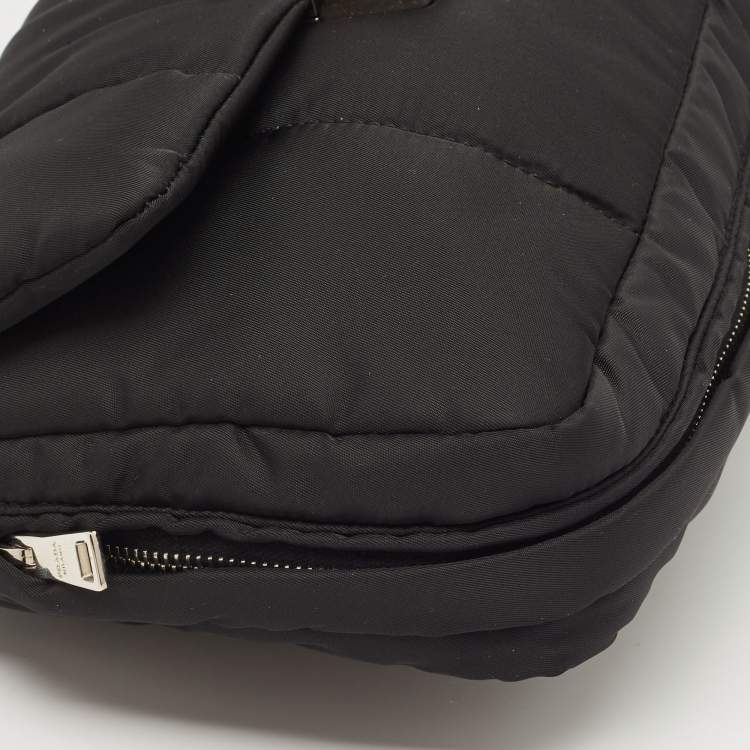 Pre Owned Prada Black Quilted Nylon Bomber Chain Shoulder Bag