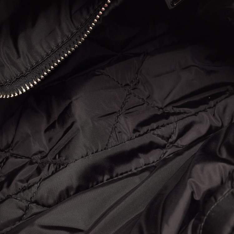 Pre Owned Prada Black Quilted Nylon Bomber Chain Shoulder Bag