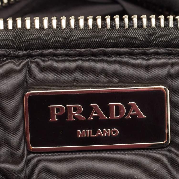 Pre Owned Prada Black Quilted Nylon Bomber Chain Shoulder Bag