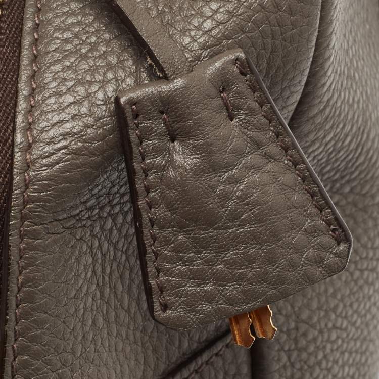 Pre Owned Prada Dark Grey Vitello Daino Leather Bauletto Bag