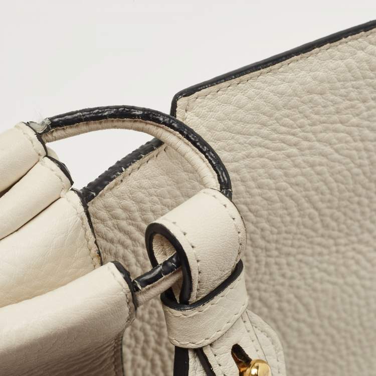 Pre Owned Prada Off White Leather Flap Crossbody Bag