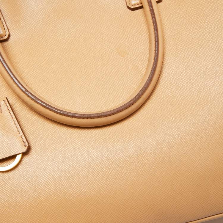 Pre Owned Prada Beige Saffiano Lux Leather Large Galleria Double Zip Tote