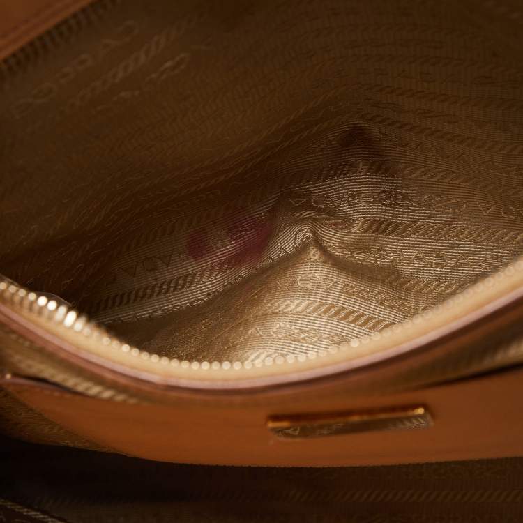 Pre Owned Prada Beige Saffiano Lux Leather Large Galleria Double Zip Tote