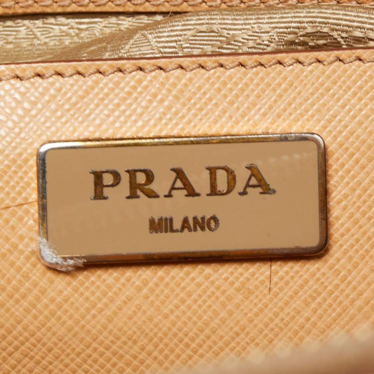 Pre Owned Prada Beige Saffiano Lux Leather Large Galleria Double Zip Tote