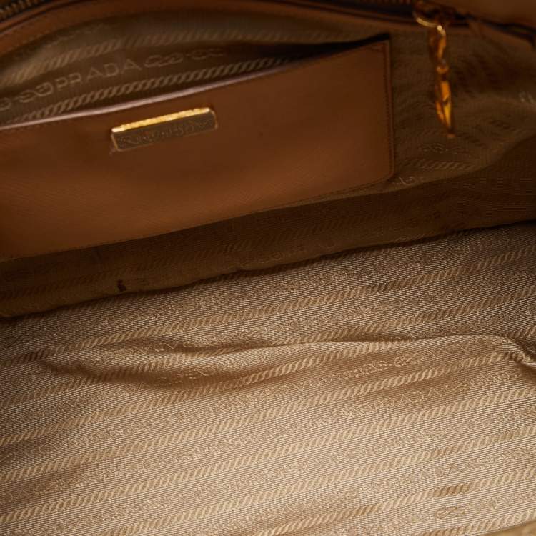 Pre Owned Prada Beige Saffiano Lux Leather Large Galleria Double Zip Tote