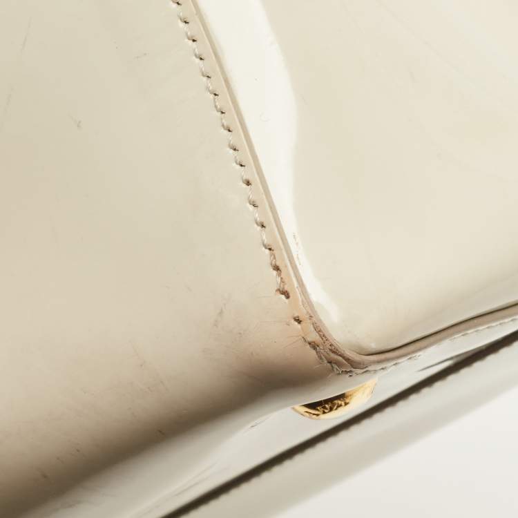 Pre Owned Prada Ivory Patent Leather Parabole Tote