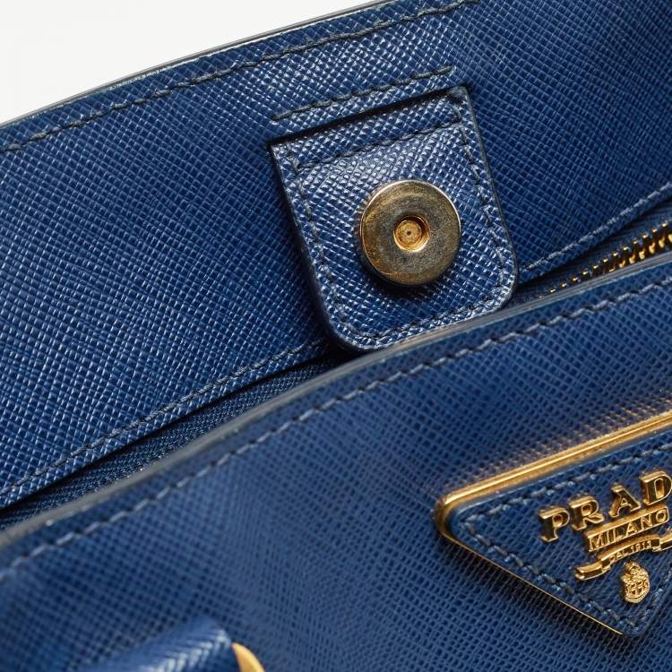 Pre Owned Prada Blue Saffiano Leather Large Gardener's Tote